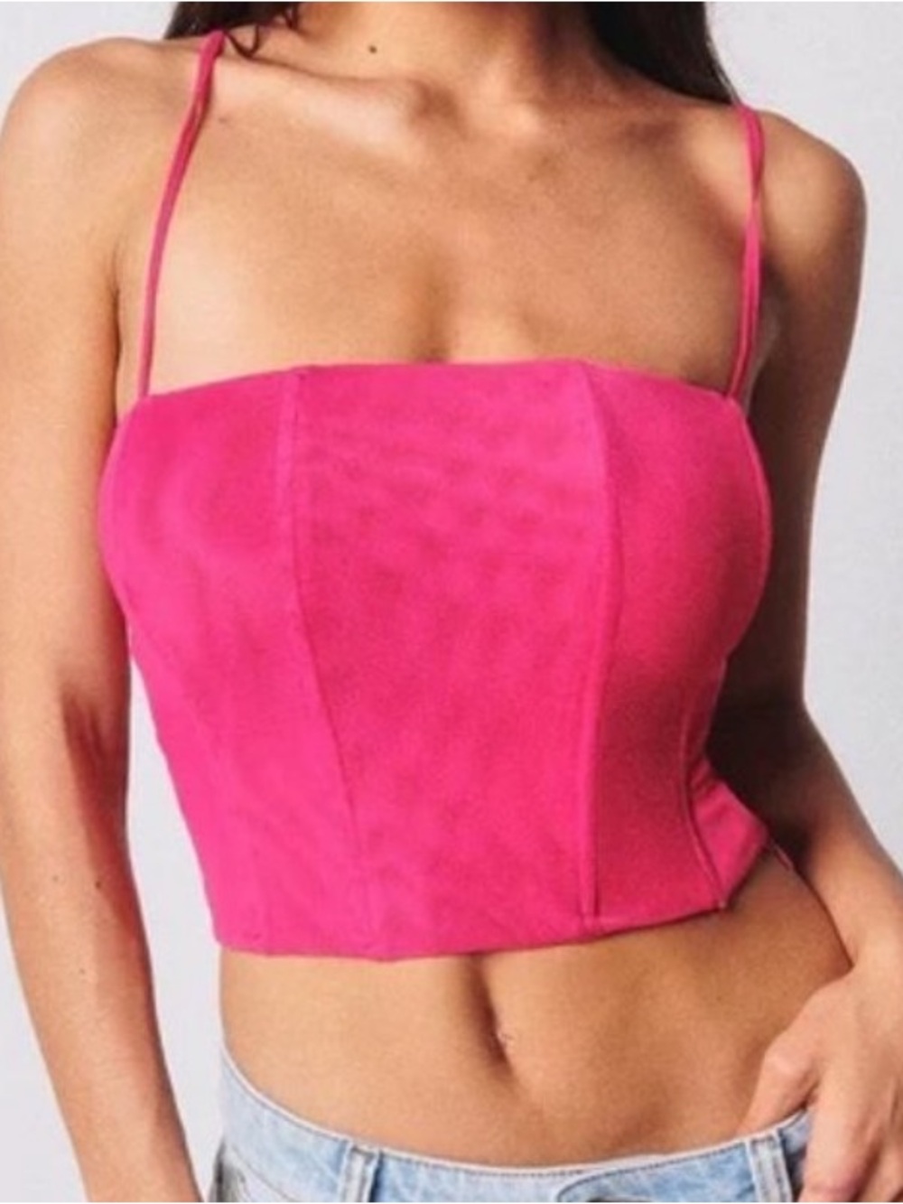Tiger Mist Hot Pink Cropped Square-Neck Corset